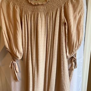 Blush off the shoulder Chelsea and Violet dress